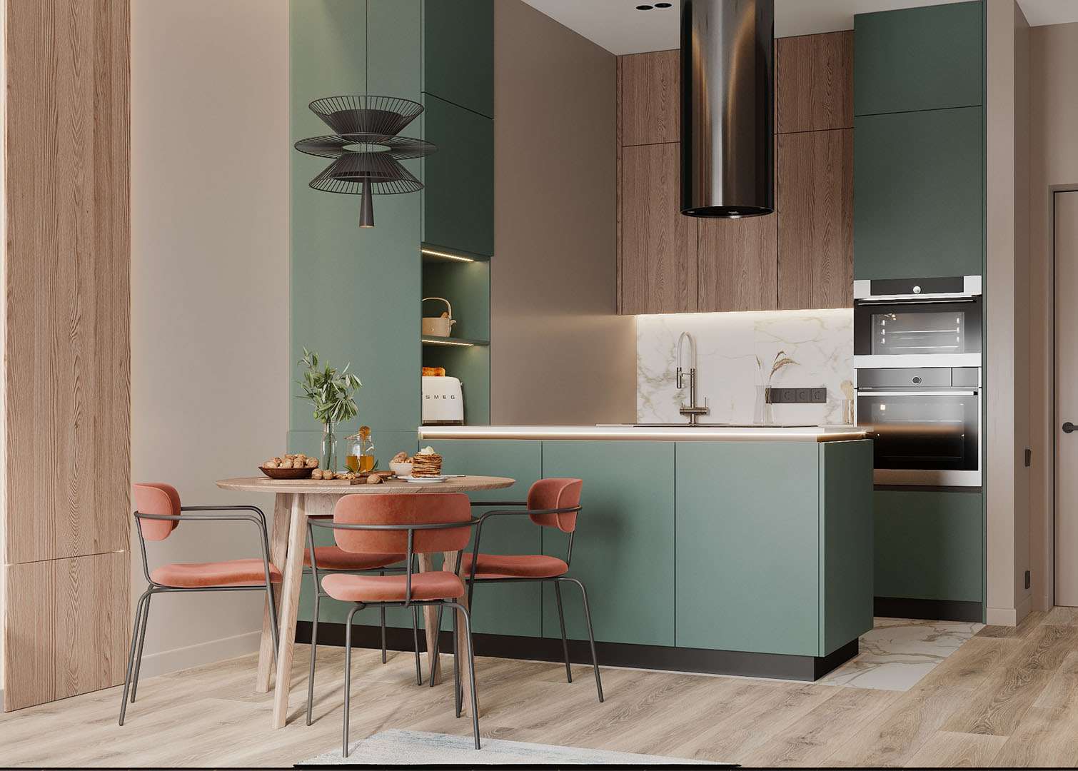 Bố trí nội thất phòng bếp tiện nghi và đầy tinh tế