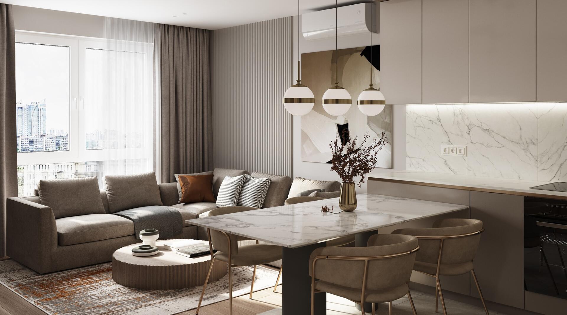 Phong cách thiết kế thi công nội thất căn hộ được lấy cảm hứng từ sự sang trọng, hiện đại và tiện nghi 